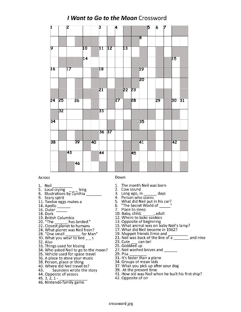 Moon crossword puzzle